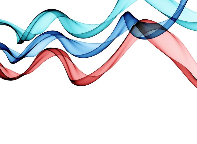 red and blue ribbon twirls