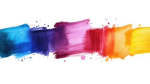 Colorful watercolor brush stroke on transparent background