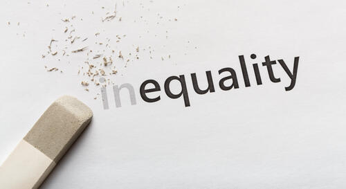graphic showing inequality being erased with eraser